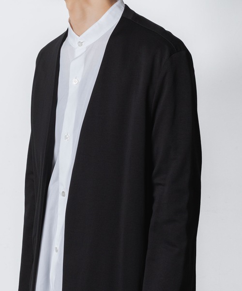 コットンダブルフェイス カラーレスカーディガン / COTTON DOUBLE FACE