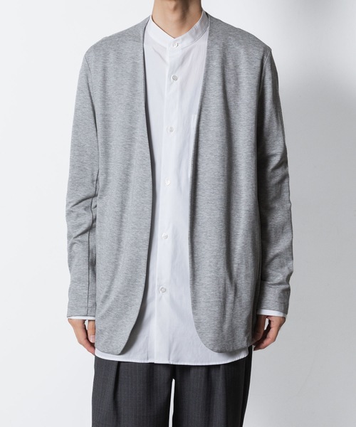 コットンダブルフェイス カラーレスカーディガン / COTTON DOUBLE FACE