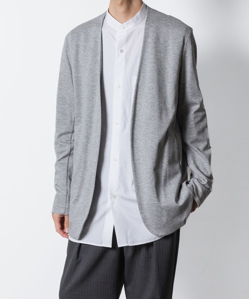 ◆美品 23AW ATTACHMENT ダブルフェイスカラーレスカーディガン コットンダブルフェイス カラーレスカーディガン / COTTON