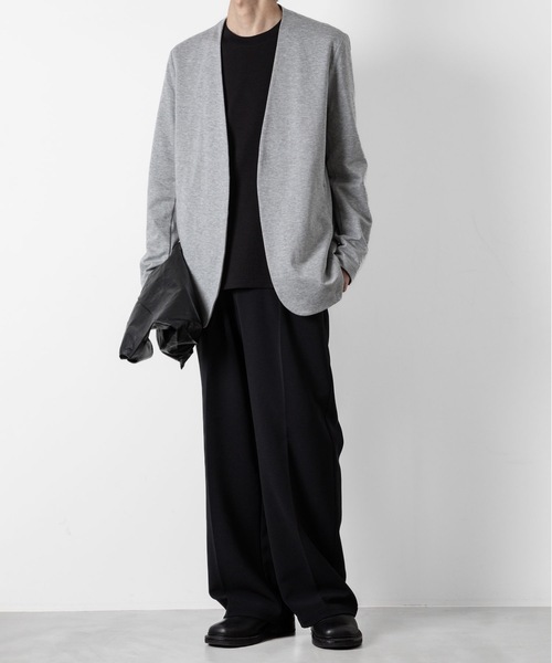 コットンダブルフェイス カラーレスカーディガン / COTTON DOUBLE FACE