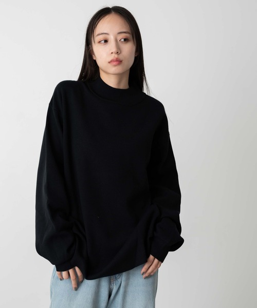 WEGO(ウィゴー)の「WEGO/ミラノリブモックネックプルオーバー(ニット/セーター・メンズ・ブラック/ホワイト・MEDIUM/LARGE)」の4枚目の写真