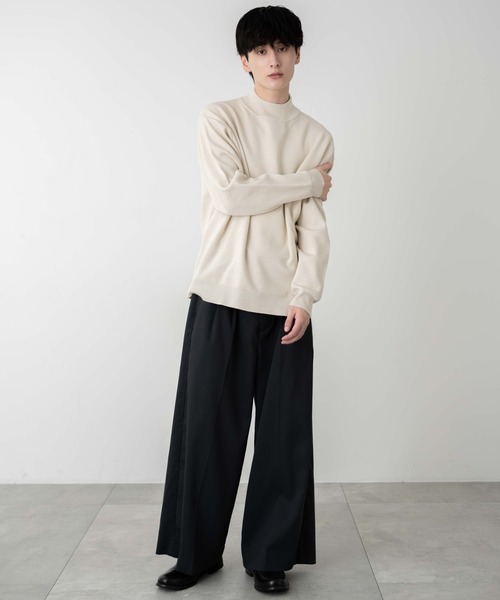 WEGO(ウィゴー)の「WEGO/ミラノリブモックネックプルオーバー(ニット/セーター・メンズ・ブラック/ホワイト・MEDIUM/LARGE)」の5枚目の写真