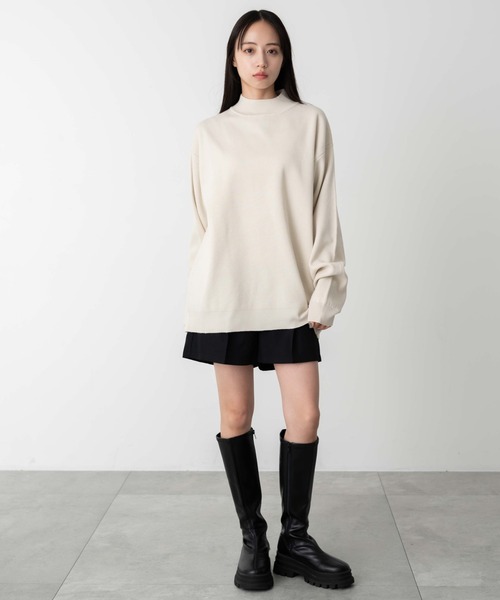 WEGO(ウィゴー)の「WEGO/ミラノリブモックネックプルオーバー(ニット/セーター・メンズ・ブラック/ホワイト・MEDIUM/LARGE)」の6枚目の写真