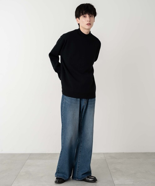 WEGO(ウィゴー)の「WEGO/ミラノリブモックネックプルオーバー(ニット/セーター・メンズ・ブラック/ホワイト・MEDIUM/LARGE)」の7枚目の写真