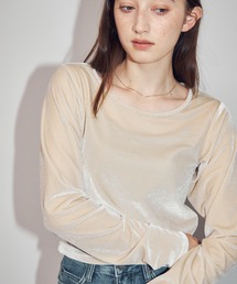 MOCOA'S | ラウンドネックベロアトップス(Tシャツ/カットソー)