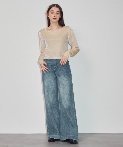 MOCOA'S(モコアズ)の「ラウンドネックベロアトップス(Tシャツ/カットソー・レディース・グリーン/ブラウン系その他/ナチュラル・FREE)」の22枚目の写真