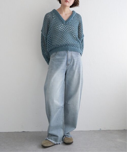 notch.（ノッチ）の「ハニカムプルオーバーニット（ニット/セーター・レディース・グレー/グリーン・M）」の21枚目の写真