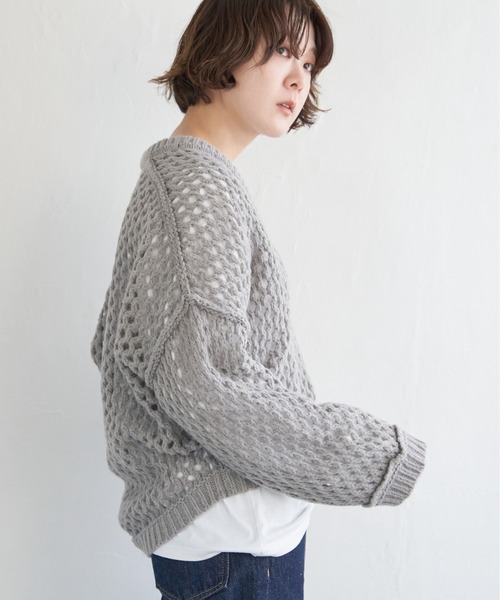 notch.（ノッチ）の「ハニカムプルオーバーニット（ニット/セーター・レディース・グレー/グリーン・M）」の14枚目の写真