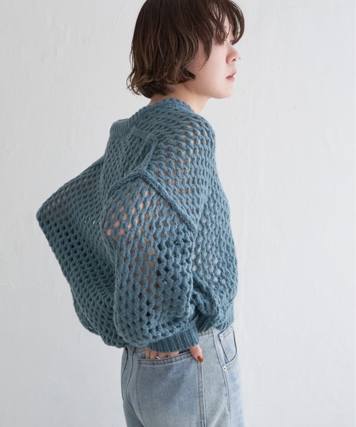 notch.（ノッチ）の「ハニカムプルオーバーニット（ニット/セーター・レディース・グレー/グリーン・M）」の8枚目の写真