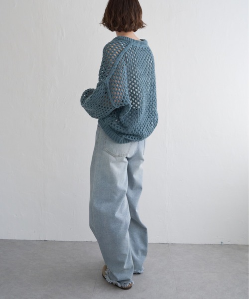 notch.（ノッチ）の「ハニカムプルオーバーニット（ニット/セーター・レディース・グレー/グリーン・M）」の5枚目の写真