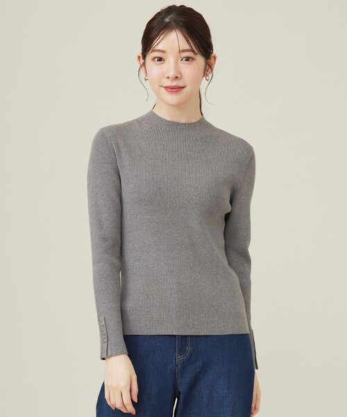 anySiS グレー 長袖ニット セール】【洗える】リブインナー ニット  