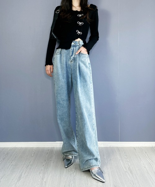 Silly（シリー）の「【韓国コーデに大活躍◎】リボンメロウトップス（Tシャツ/カットソー・レディース・ブラック/ホワイト・フリー）」の12枚目の写真