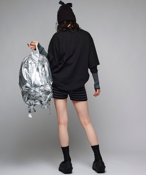 Narcissus（ナルシス）の「ボーダーショートパンツ　ニットショートパンツ（その他パンツ・レディース・ホワイト/チャコール・FREE）」の6枚目の写真