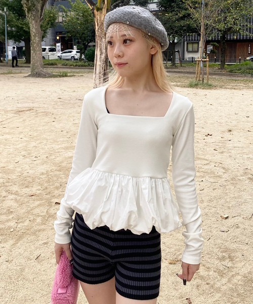 Narcissus（ナルシス）の「ボーダーショートパンツ　ニットショートパンツ（その他パンツ・レディース・ホワイト/チャコール・FREE）」の13枚目の写真