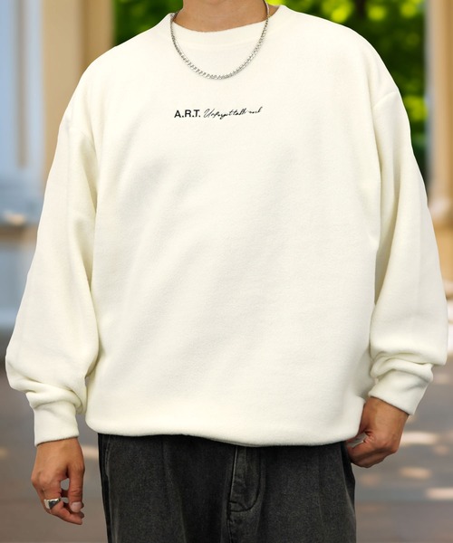 Burner（バーナー）の「【GROOVY STORE】デザイン刺繍 オーバーサイズフリーストレーナー（スウェット・メンズ・アイボリー/ブラック/ネイビー/ラベンダー/スミクロ/ダークグリーン系1/ライトブラック/ブラック系1/ダークブラウン/グリーン系/ダークネイビー/ネイビー系1/ホワイト系4/ブラック系3/ホワイト系/ホワイト系2/ブラック系5/ホワイト系3/ブラック系2/ダークグリーン/ホワイト系5/ブラック系4/ネイビー系2/ホワイト系その他6/ブラック系6/ダークブラウン系2/ダークグリーン系2/ホワイト系7/ブラック系7/杢グレー/グレイッシュブルー・M/L/LL）」の3枚目の写真