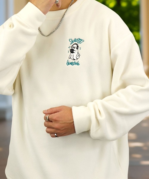 Burner（バーナー）の「【GROOVY STORE】デザイン刺繍 オーバーサイズフリーストレーナー（スウェット・メンズ・アイボリー/ブラック/ネイビー/ラベンダー/スミクロ/ダークグリーン系1/ライトブラック/ブラック系1/ダークブラウン/グリーン系/ダークネイビー/ネイビー系1/ホワイト系4/ブラック系3/ホワイト系/ホワイト系2/ブラック系5/ホワイト系3/ブラック系2/ダークグリーン/ホワイト系5/ブラック系4/ネイビー系2/ホワイト系その他6/ブラック系6/ダークブラウン系2/ダークグリーン系2/ホワイト系7/ブラック系7/杢グレー/グレイッシュブルー・M/L/LL）」の6枚目の写真