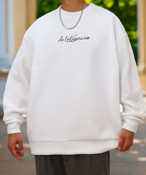 Burner（バーナー）の「【GROOVY STORE】デザイン刺繍 オーバーサイズフリーストレーナー（スウェット・メンズ・アイボリー/ブラック/ネイビー/ラベンダー/スミクロ/ダークグリーン系1/ライトブラック/ブラック系1/ダークブラウン/グリーン系/ダークネイビー/ネイビー系1/ホワイト系4/ブラック系3/ホワイト系/ホワイト系2/ブラック系5/ホワイト系3/ブラック系2/ダークグリーン/ホワイト系5/ブラック系4/ネイビー系2/ホワイト系その他6/ブラック系6/ダークブラウン系2/ダークグリーン系2/ホワイト系7/ブラック系7/杢グレー/グレイッシュブルー・M/L/LL）」の8枚目の写真