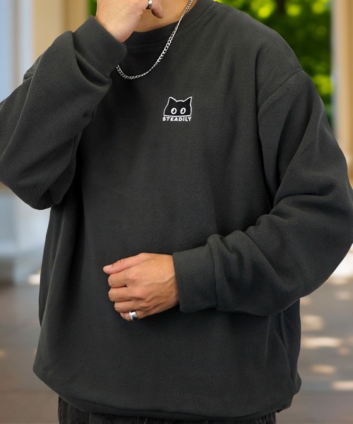 Burner（バーナー）の「【GROOVY STORE】デザイン刺繍 オーバーサイズフリーストレーナー（スウェット・メンズ・アイボリー/ブラック/ネイビー/ラベンダー/スミクロ/ダークグリーン系1/ライトブラック/ブラック系1/ダークブラウン/グリーン系/ダークネイビー/ネイビー系1/ホワイト系4/ブラック系3/ホワイト系/ホワイト系2/ブラック系5/ホワイト系3/ブラック系2/ダークグリーン/ホワイト系5/ブラック系4/ネイビー系2/ホワイト系その他6/ブラック系6/ダークブラウン系2/ダークグリーン系2/ホワイト系7/ブラック系7/杢グレー/グレイッシュブルー・M/L/LL）」の13枚目の写真