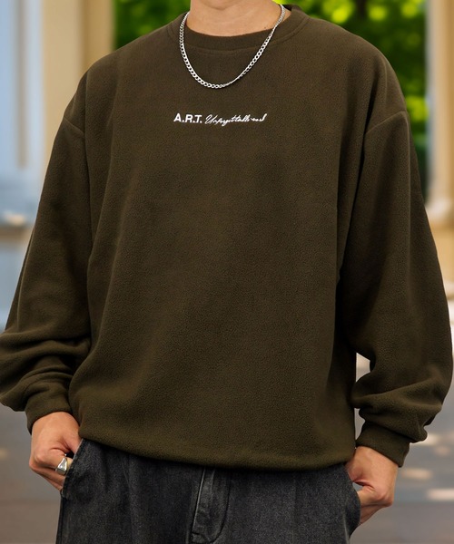 Burner（バーナー）の「【GROOVY STORE】デザイン刺繍 オーバーサイズフリーストレーナー（スウェット・メンズ・アイボリー/ブラック/ネイビー/ラベンダー/スミクロ/ダークグリーン系1/ライトブラック/ブラック系1/ダークブラウン/グリーン系/ダークネイビー/ネイビー系1/ホワイト系4/ブラック系3/ホワイト系/ホワイト系2/ブラック系5/ホワイト系3/ブラック系2/ダークグリーン/ホワイト系5/ブラック系4/ネイビー系2/ホワイト系その他6/ブラック系6/ダークブラウン系2/ダークグリーン系2/ホワイト系7/ブラック系7/杢グレー/グレイッシュブルー・M/L/LL）」の20枚目の写真