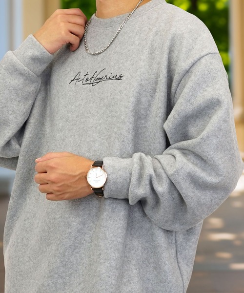 Burner（バーナー）の「【GROOVY STORE】デザイン刺繍 オーバーサイズフリーストレーナー（スウェット・メンズ・アイボリー/ブラック/ネイビー/ラベンダー/スミクロ/ダークグリーン系1/ライトブラック/ブラック系1/ダークブラウン/グリーン系/ダークネイビー/ネイビー系1/ホワイト系4/ブラック系3/ホワイト系/ホワイト系2/ブラック系5/ホワイト系3/ブラック系2/ダークグリーン/ホワイト系5/ブラック系4/ネイビー系2/ホワイト系その他6/ブラック系6/ダークブラウン系2/ダークグリーン系2/ホワイト系7/ブラック系7/杢グレー/グレイッシュブルー・M/L/LL）」の19枚目の写真