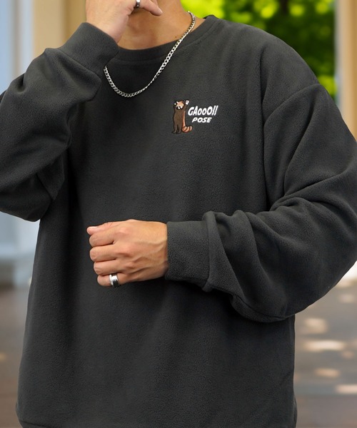 Burner（バーナー）の「【GROOVY STORE】デザイン刺繍 オーバーサイズフリーストレーナー（スウェット・メンズ・アイボリー/ブラック/ネイビー/ラベンダー/スミクロ/ダークグリーン系1/ライトブラック/ブラック系1/ダークブラウン/グリーン系/ダークネイビー/ネイビー系1/ホワイト系4/ブラック系3/ホワイト系/ホワイト系2/ブラック系5/ホワイト系3/ブラック系2/ダークグリーン/ホワイト系5/ブラック系4/ネイビー系2/ホワイト系その他6/ブラック系6/ダークブラウン系2/ダークグリーン系2/ホワイト系7/ブラック系7/杢グレー/グレイッシュブルー・M/L/LL）」の10枚目の写真