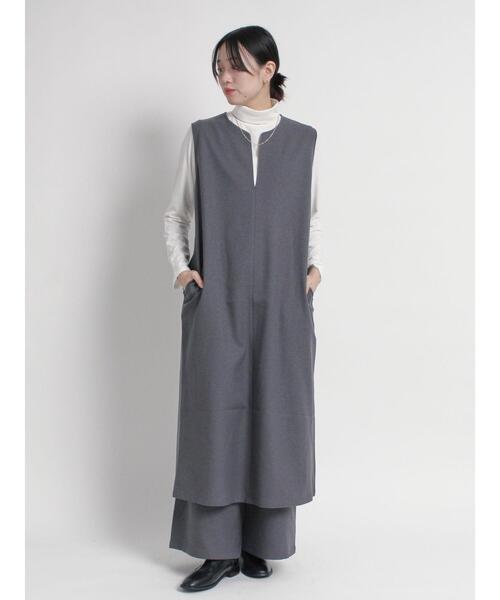 sm2rhythm（サマンサモスモスリズム）の「ウールライクキーネックワンピース（ワンピース・レディース・グレー/ブラック/ベージュ・M/L）」の3枚目の写真