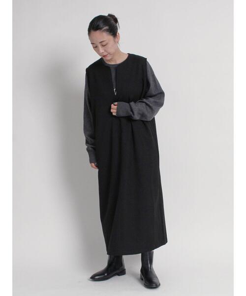 sm2rhythm（サマンサモスモスリズム）の「ウールライクキーネックワンピース（ワンピース・レディース・グレー/ブラック/ベージュ・M/L）」の2枚目の写真