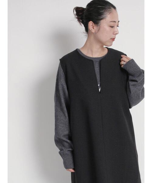 sm2rhythm（サマンサモスモスリズム）の「ウールライクキーネックワンピース（ワンピース・レディース・グレー/ブラック/ベージュ・M/L）」の7枚目の写真