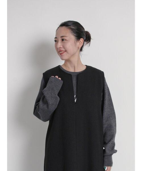 sm2rhythm（サマンサモスモスリズム）の「ウールライクキーネックワンピース（ワンピース・レディース・グレー/ブラック/ベージュ・M/L）」の8枚目の写真
