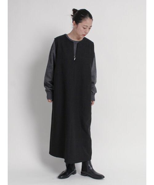 sm2rhythm（サマンサモスモスリズム）の「ウールライクキーネックワンピース（ワンピース・レディース・グレー/ブラック/ベージュ・M/L）」の13枚目の写真