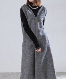 each | ツイード深Vネックフレアジャンスカ(ジャンパースカート)