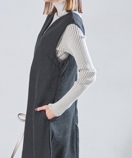 each(イーチ)の「ツイード深Vネックフレアジャンスカ(ジャンパースカート・レディース・ブラック/グレー・FREE)」の11枚目の写真