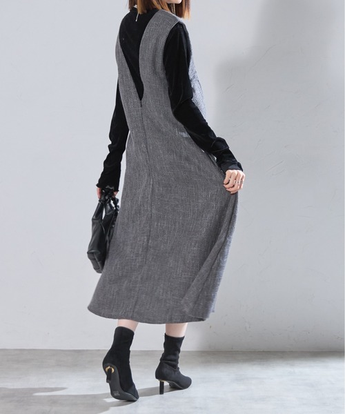 each(イーチ)の「ツイード深Vネックフレアジャンスカ(ジャンパースカート・レディース・ブラック/グレー・FREE)」の20枚目の写真