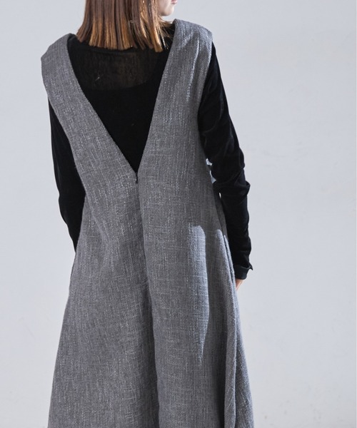 each(イーチ)の「ツイード深Vネックフレアジャンスカ(ジャンパースカート・レディース・ブラック/グレー・FREE)」の15枚目の写真