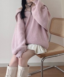 《Delfy》ハーフジップセーラーカラーニット