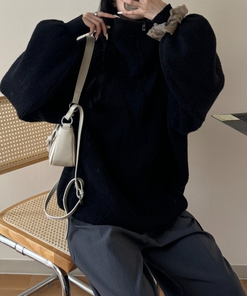 nemne store（ネンネストア）の「《Delfy》ハーフジップセーラーカラーニット（ニット/セーター・レディース・アイボリー/ピンク系/ブラック系・フリー）」の10枚目の写真