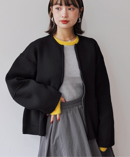 Meli rich（メリーリッチ）の「ランタンスリーブノーカラーブルゾン（ブルゾン・レディース・ブラック/グレイッシュベージュ/グレー・FREE）」の9枚目の写真