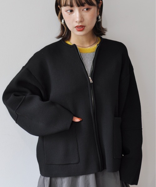 Meli rich（メリーリッチ）の「ランタンスリーブノーカラーブルゾン（ブルゾン・レディース・ブラック/グレイッシュベージュ/グレー・FREE）」の10枚目の写真