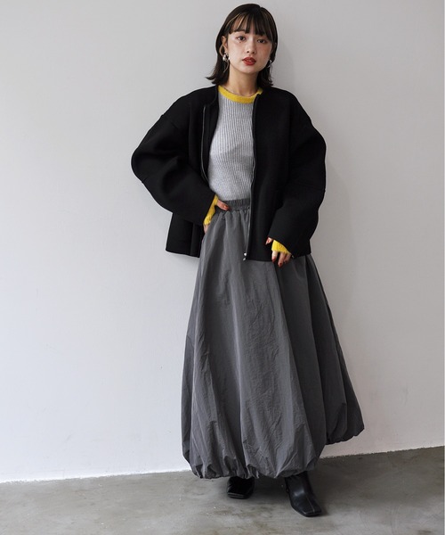 Meli rich（メリーリッチ）の「ランタンスリーブノーカラーブルゾン（ブルゾン・レディース・ブラック/グレイッシュベージュ/グレー・FREE）」の14枚目の写真