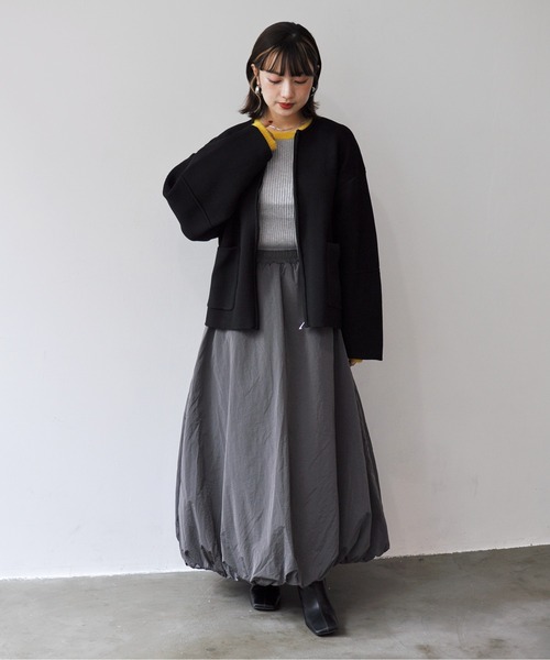 Meli rich（メリーリッチ）の「ランタンスリーブノーカラーブルゾン（ブルゾン・レディース・ブラック/グレイッシュベージュ/グレー・FREE）」の13枚目の写真