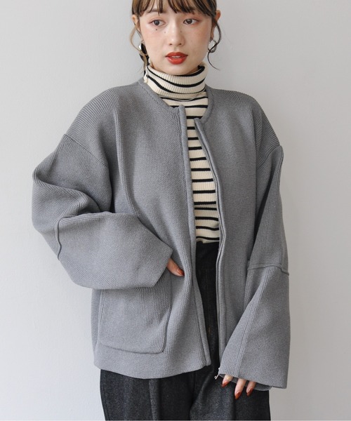 Meli rich（メリーリッチ）の「ランタンスリーブノーカラーブルゾン（ブルゾン・レディース・ブラック/グレイッシュベージュ/グレー・FREE）」の18枚目の写真