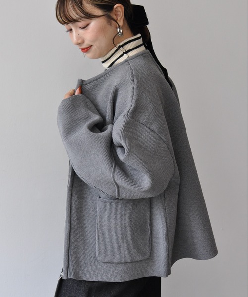 Meli rich（メリーリッチ）の「ランタンスリーブノーカラーブルゾン（ブルゾン・レディース・ブラック/グレイッシュベージュ/グレー・FREE）」の20枚目の写真