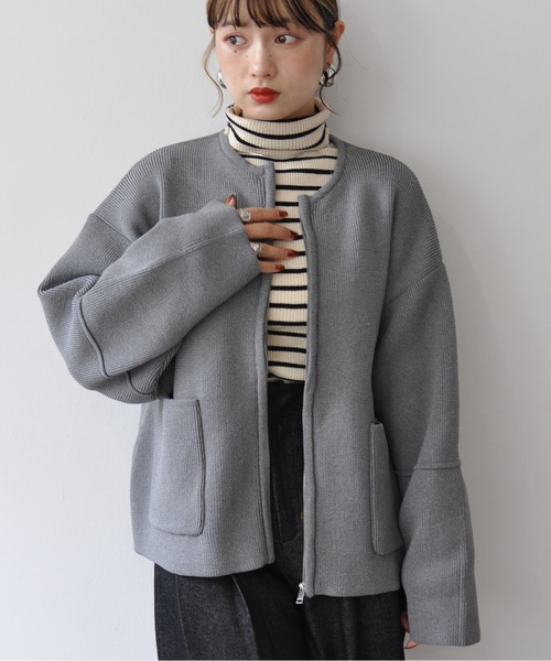 Meli rich（メリーリッチ）の「ランタンスリーブノーカラーブルゾン（ブルゾン・レディース・ブラック/グレイッシュベージュ/グレー・FREE）」の22枚目の写真