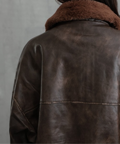 90's vintage ダークブラウン レザー ジャケット ファー襟 90's vintage ダークブラウン レザー ジャケット ファー襟 90's