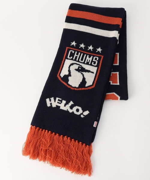 CHUMS(チャムス)の「CHUMS/チャムス CHUMS College Knit Muffler チャムスカレッジニットマフラー(マフラー・メンズ・ブラック/ネイビー・ONE SIZE)」の2枚目の写真