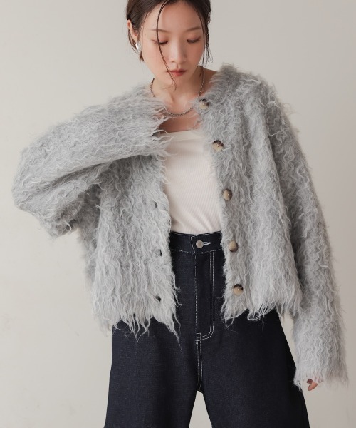 バブ Bab MIXシャギーニットカーディガン （BEIGE） バブ Bab MIXシャギーニットカーディガン （BEIGE