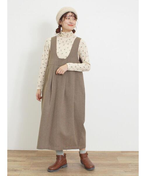 Samansa Mos2（サマンサ モスモス）の「前後2WAYジャンパースカート（ワンピース・レディース・ブラック/ベージュ/モカ・F）」の5枚目の写真