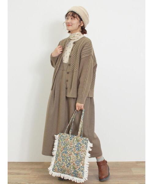 Samansa Mos2（サマンサ モスモス）の「前後2WAYジャンパースカート（ワンピース・レディース・ブラック/ベージュ/モカ・F）」の12枚目の写真