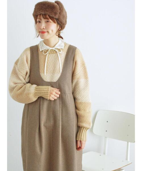 Samansa Mos2（サマンサ モスモス）の「前後2WAYジャンパースカート（ワンピース・レディース・ブラック/ベージュ/モカ・F）」の14枚目の写真