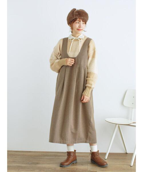 アレン2点 サマンサモスモス 前後2WAYジャンパースカート新品モカ サマンサ モスモス Samansa Mos2 前後2WAYジャンパースカート （モカ